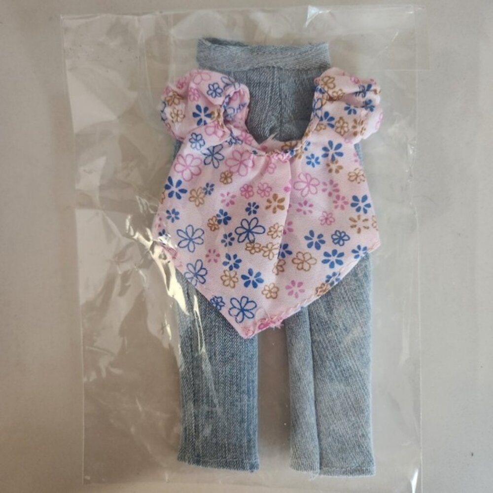 Doll Clothes Outfit Jeans Top Floral Print, Fun and realistic. Handmade CA.